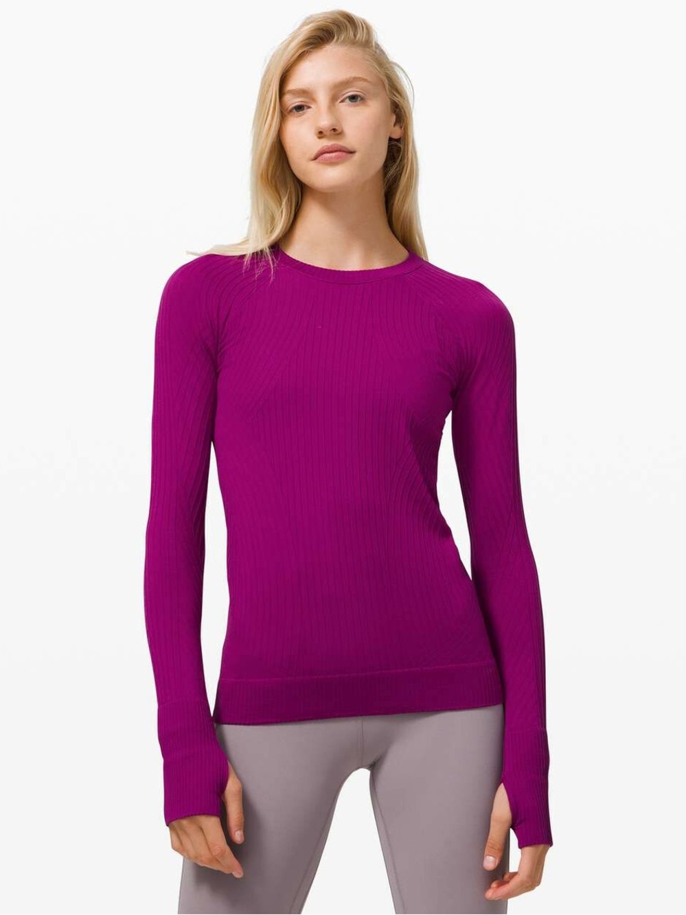 Lululemon Rest Less Pullover Size 8 Aerial Current in Deep Fuchsia Athletic